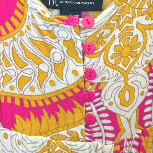 INC International Concepts Print, Swing/Flowy, Peplum Tank, XL, Pink/White/Gold - Picture 5 of 11